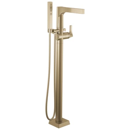 Single Hole Installation Hole Floor-Mount Tub Filler Faucet, Champagne Bronze